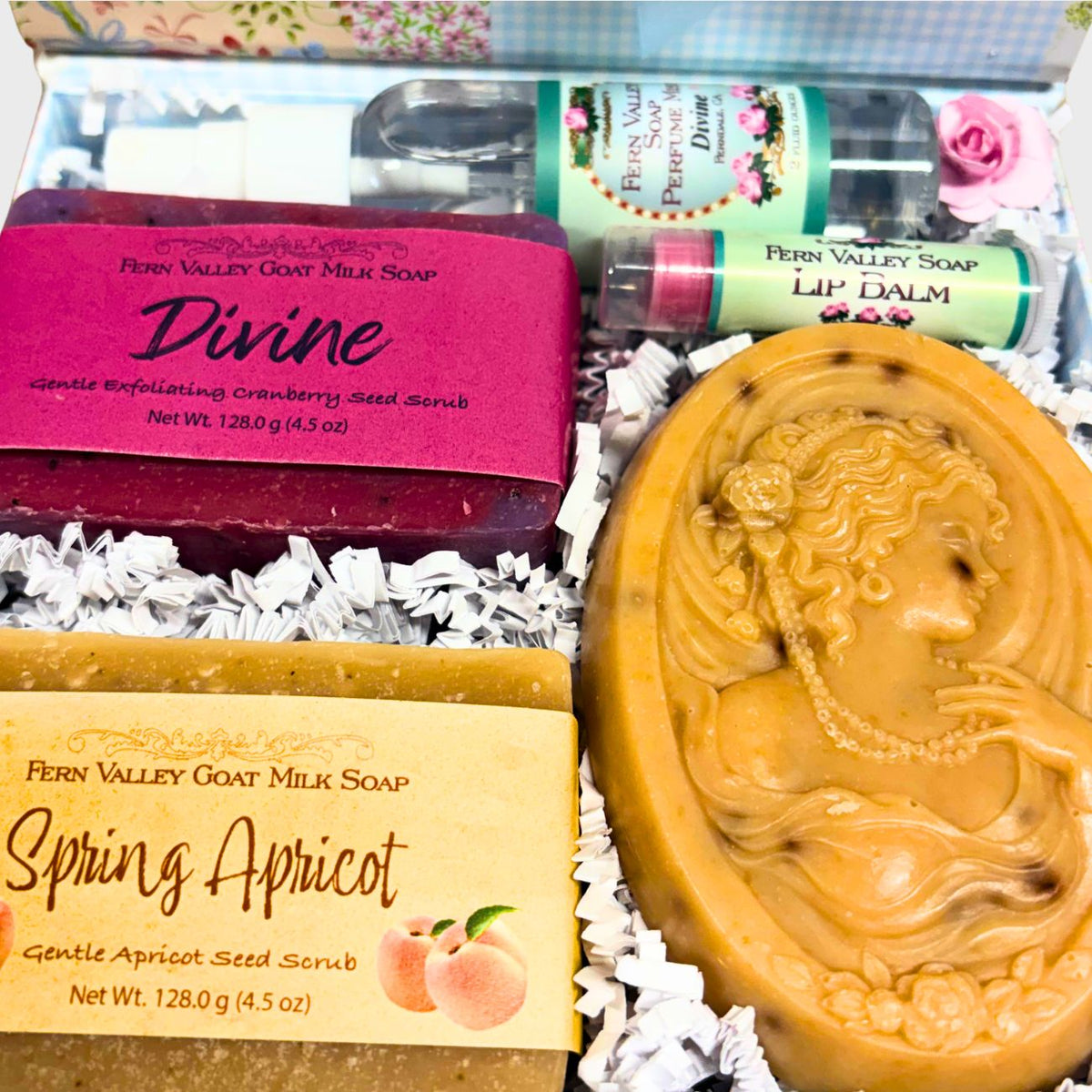 Handmade Goat Milk & Perfume | Cameo Brooch Gift Box For Her