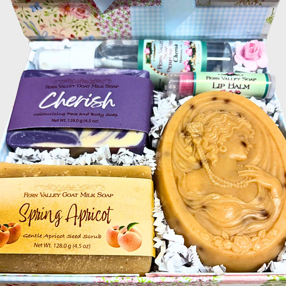 Handmade Goat Milk & Perfume | Cameo Brooch Gift Box For Her