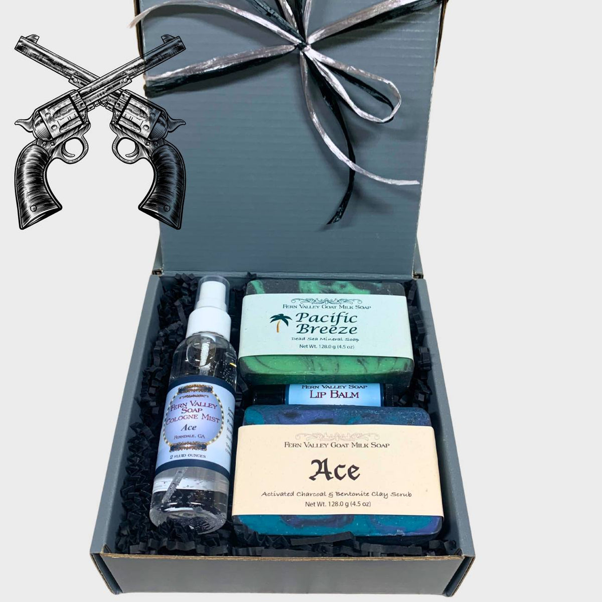 Handmade Goat Milk Soap | Gift Box for Guys | Gun Metal Gray + Cologne