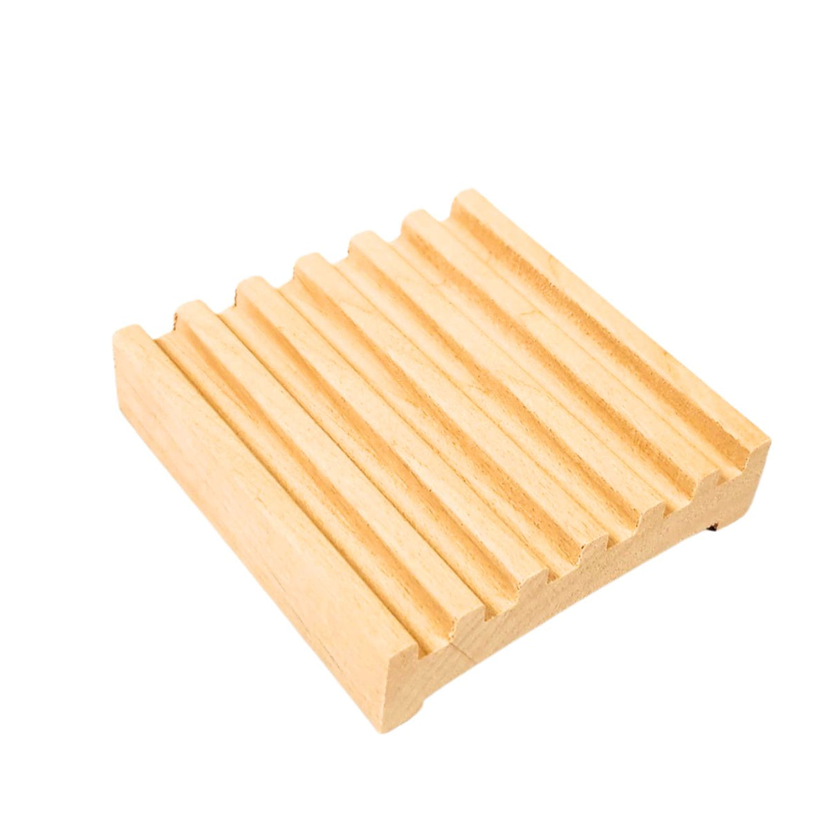 Draining Soap Dish | Fern Valley Soap | 3" Square Battlement Style Wood Soap Dish