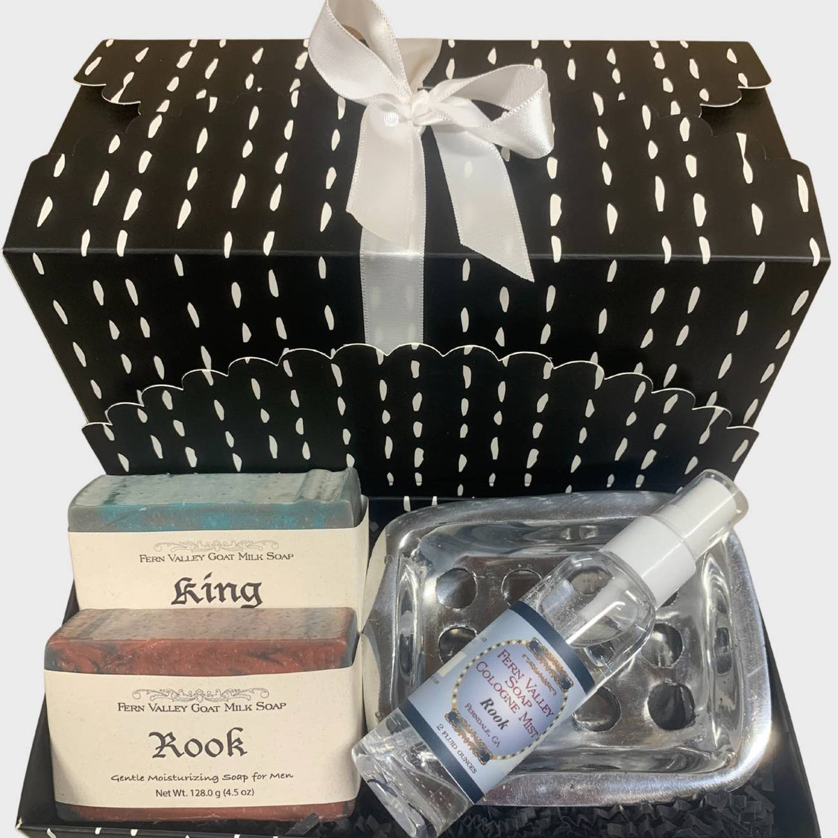 Handmade Goat Milk Soap | Two Bar Gift Box + Cologne & Soap Dish