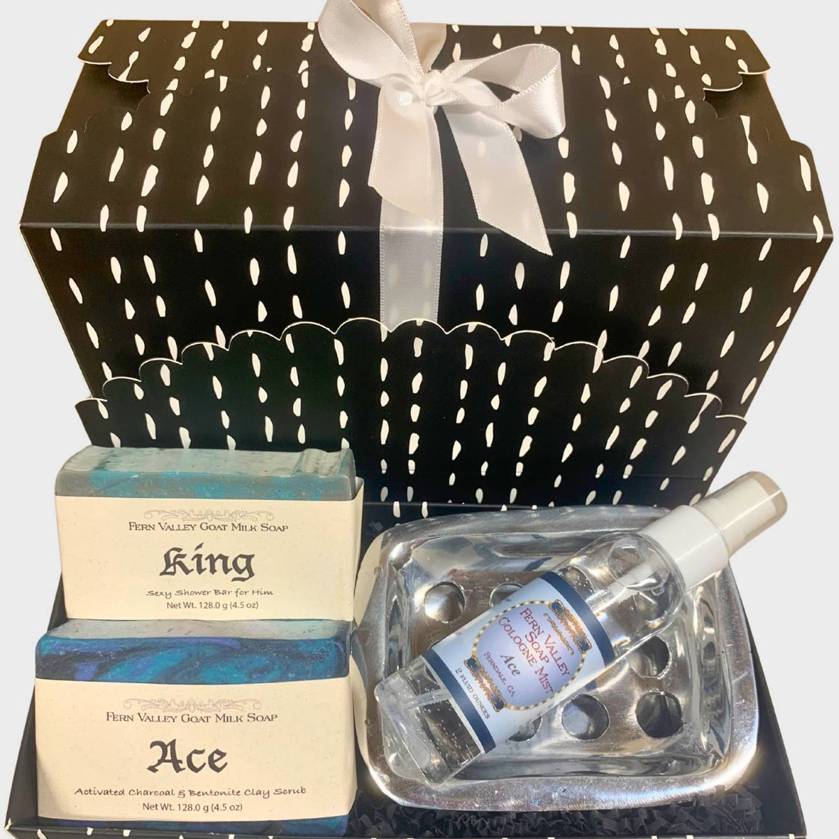 Handmade Goat Milk Soap | Two Bar Gift Box + Cologne & Soap Dish