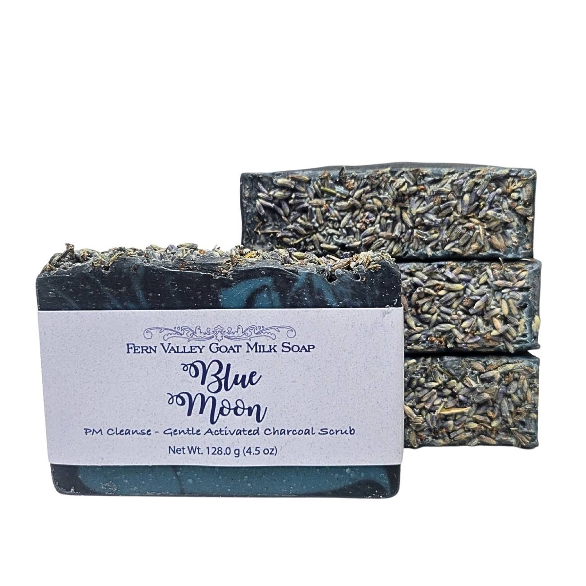 Natural Goat Milk Soap | Charcoal Exfoliating Scrub | Blue Moon PM Cleanse