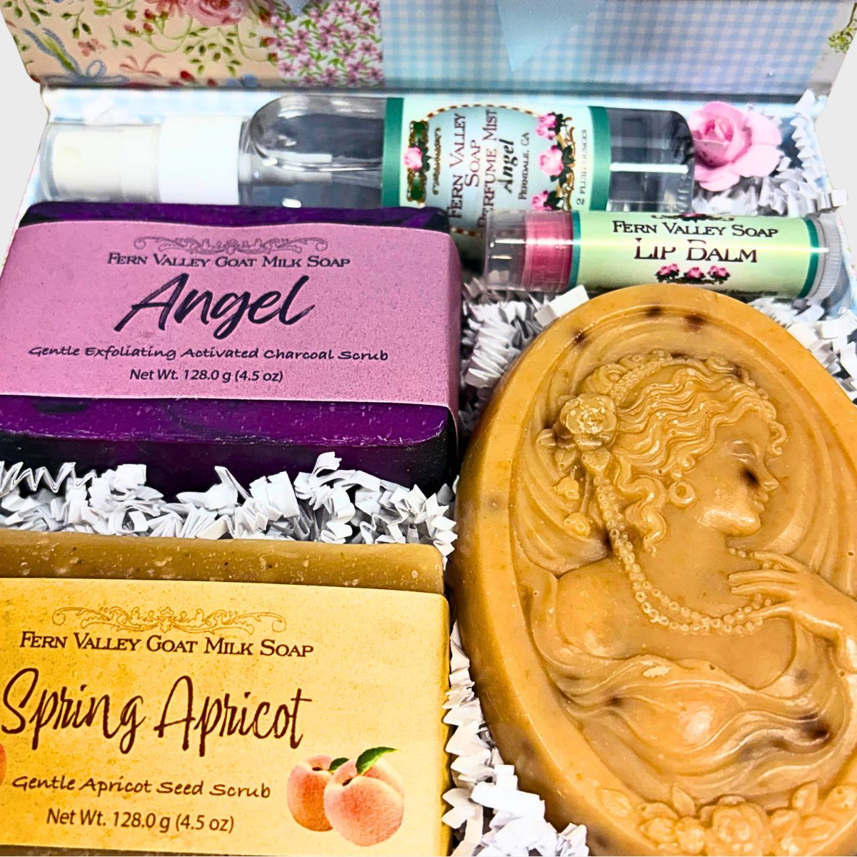 Handmade Goat Milk &amp; Perfume | Cameo Brooch Gift Box For Her