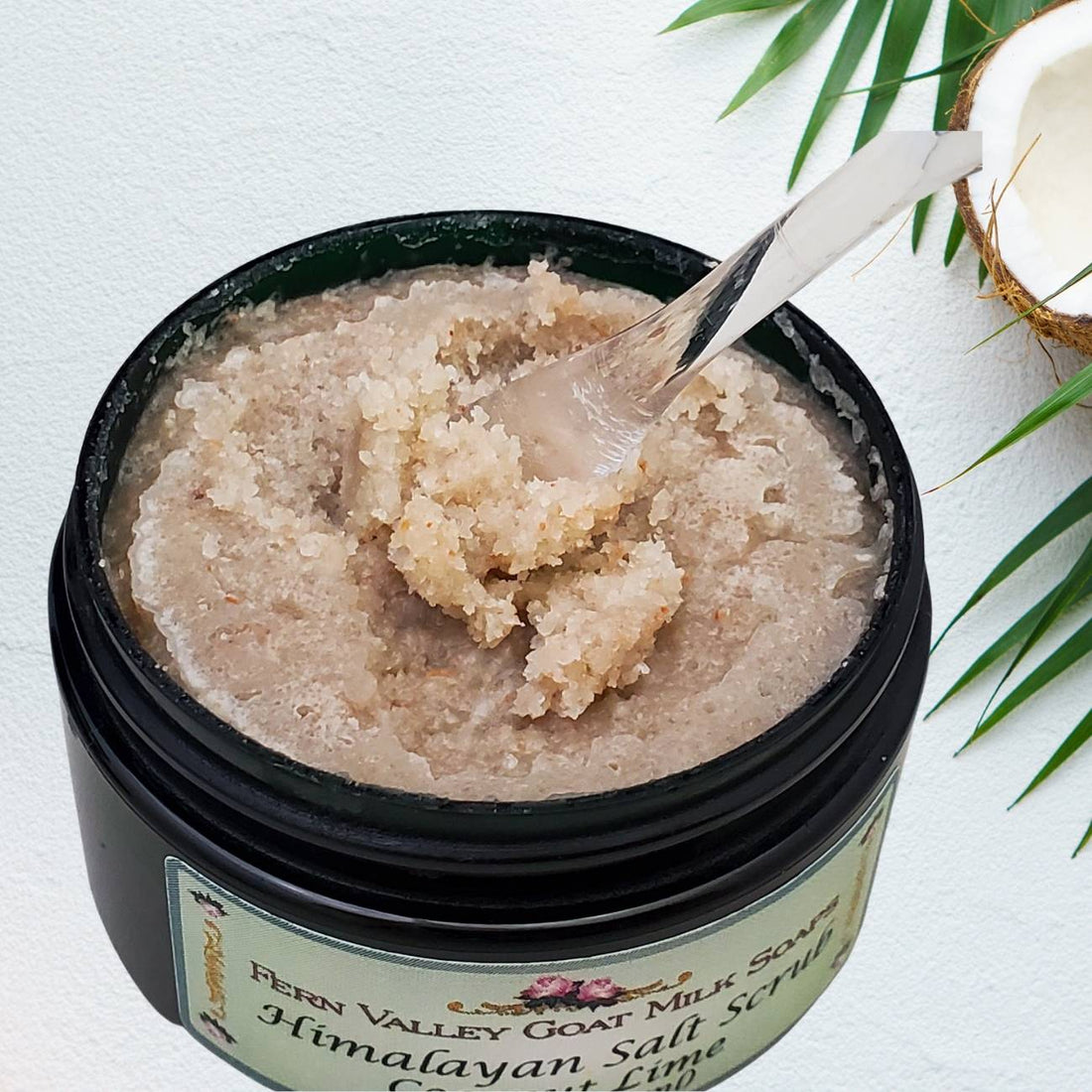 Himalayan Salt Scrub | Skin Care From Fern Valley Goat Milk Soap | Coconut &amp; Lime Verbena Scent