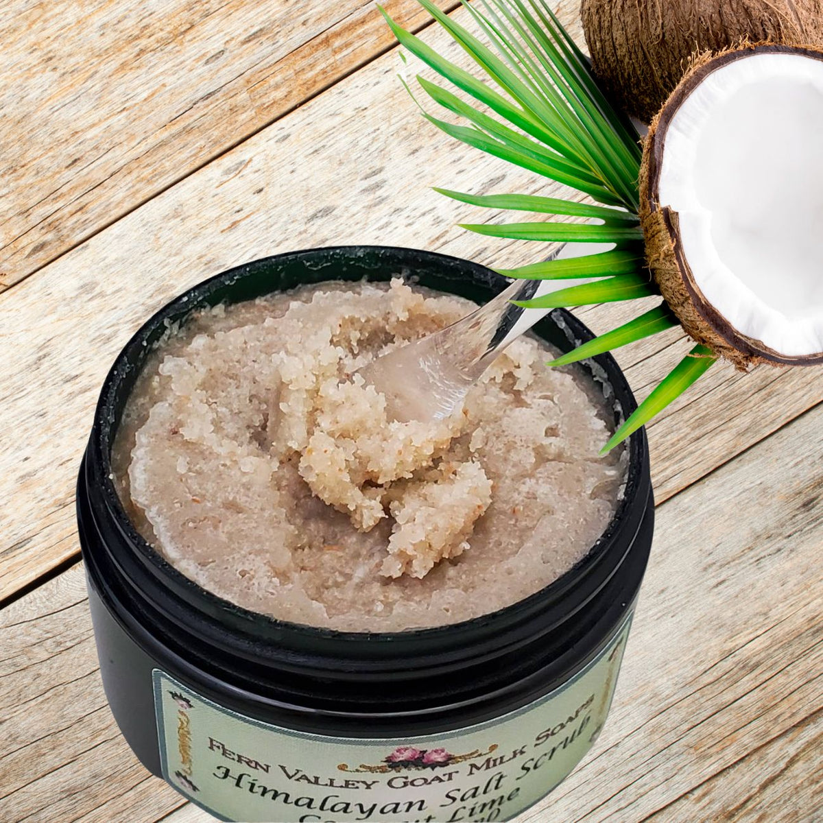Himalayan Salt Scrub | Skin Care From Fern Valley Goat Milk Soap | Coconut &amp; Lime Verbena Scent