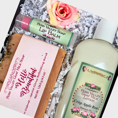 Handmade Goat Milk Soap + Lotion | Cute Brown Bow Gift Box