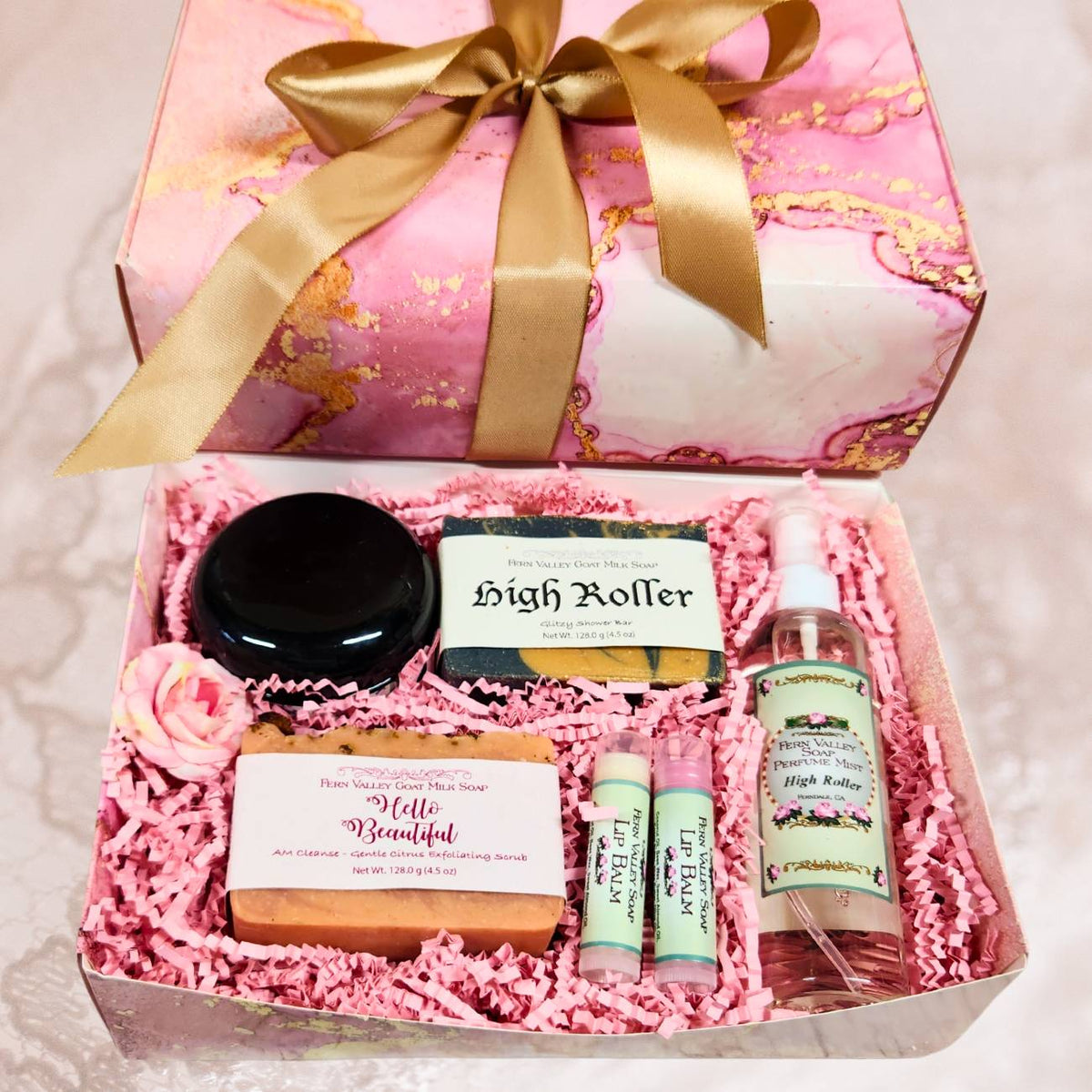 Handmade Goat Milk Soap | Pretty in Pink &amp; Gold with Perfume Gift Box