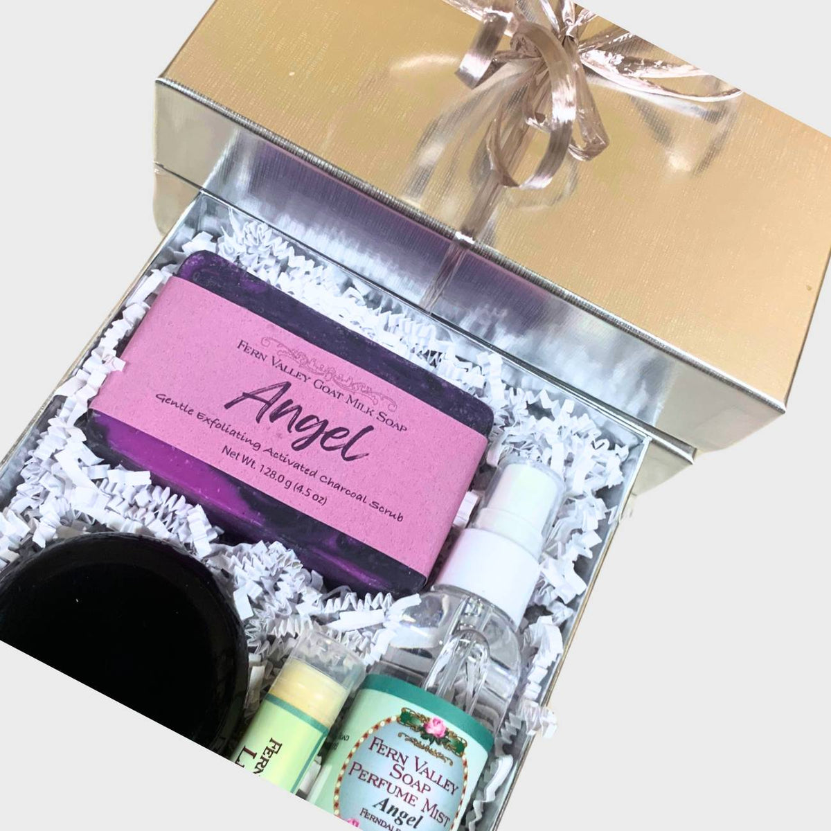 Handmade Goat Milk Soap | Silver &amp; Gold with Perfume Mist and Body Butter