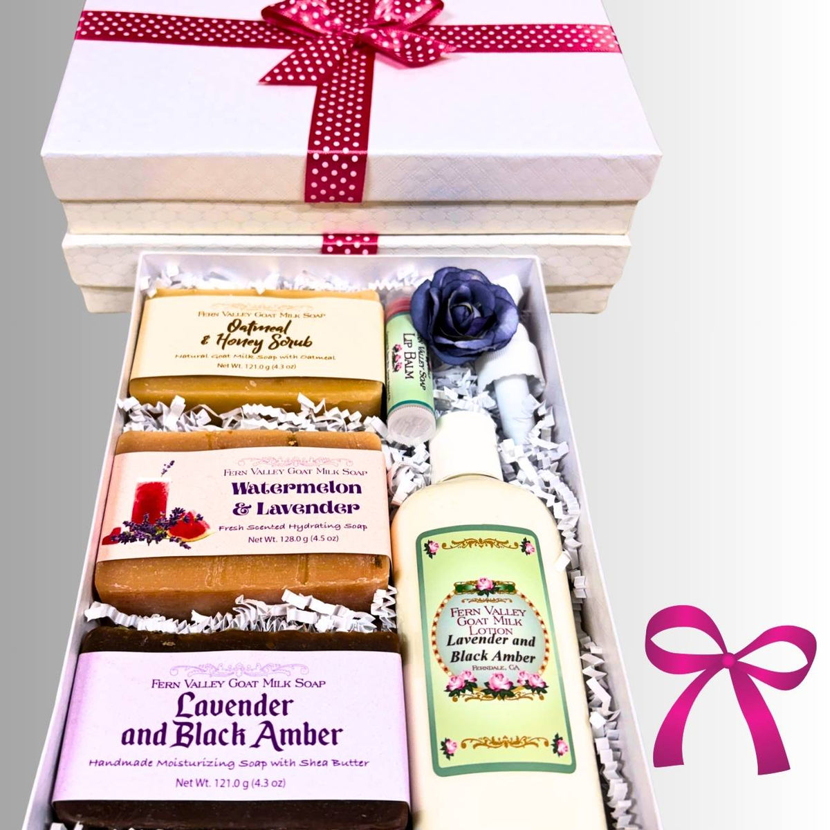 Handmade Goat Milk Soaps | Three Bar Gift Box With Lotion  + Lip Balm