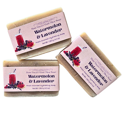 Handmade Goat Milk Soap | Fresh Scented Watermelon &amp; Lavender Bar Soap