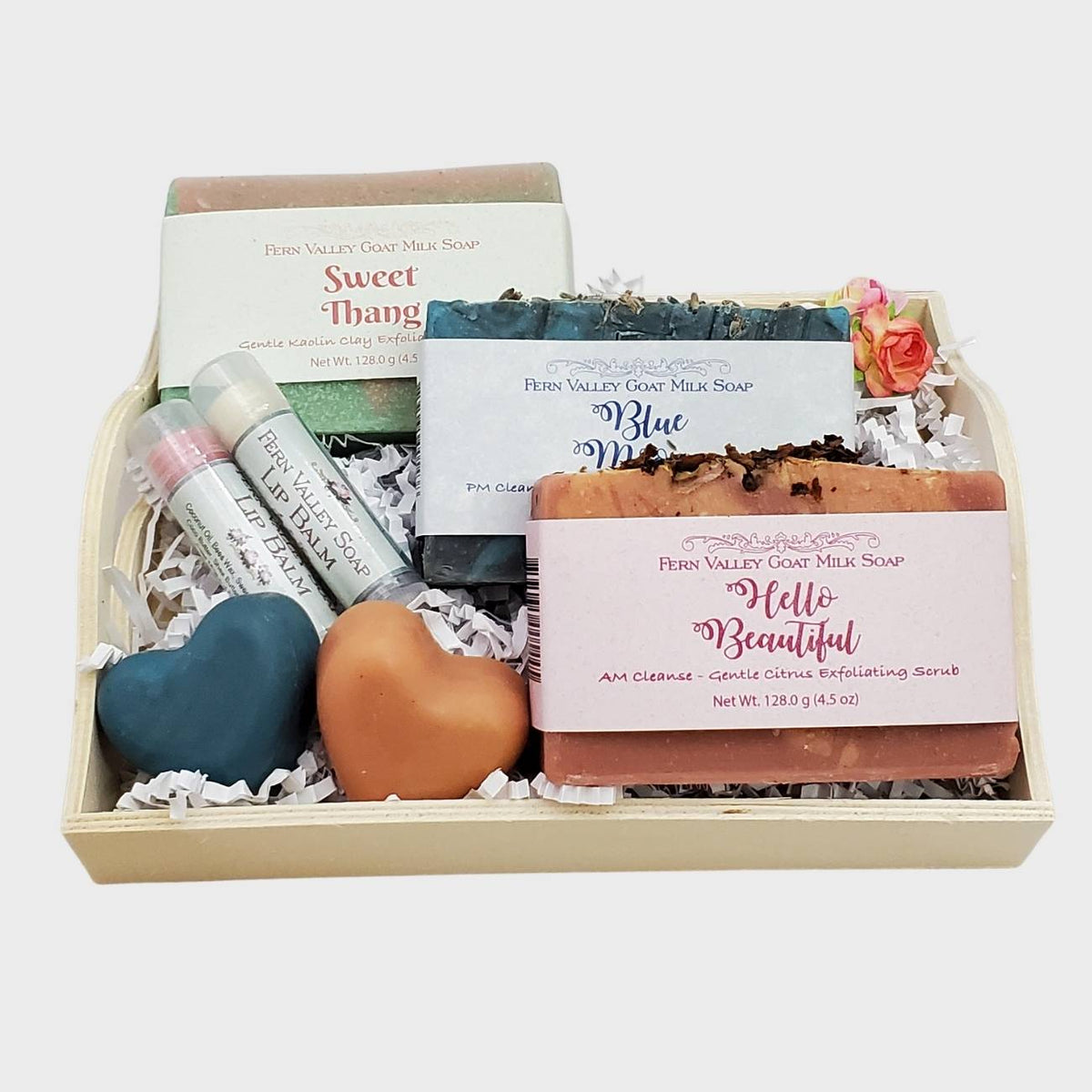 Handmade Goat Milk Soap | Three Full-Size Bars + Two Flavored Lip Balms